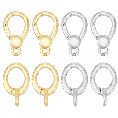 8Pcs 4 Styles Brass Spring Gate Rings KK-BC0013-65-1