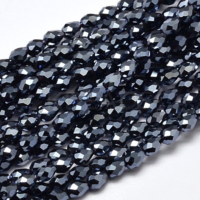 Faceted Teardrop Full Plated Electroplate Glass Beads Strands EGLA-J132-FP01-1