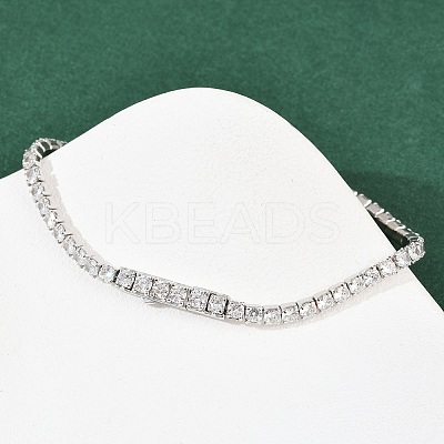 925 Sterling Silver Micro Pave Cubic Zirconia Tennis Bracelets for Women BJEW-C117-01B-P02-1