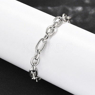 304 Stainless Steel Figaro Chains Bracelets for Men Women BJEW-R021-07P-1