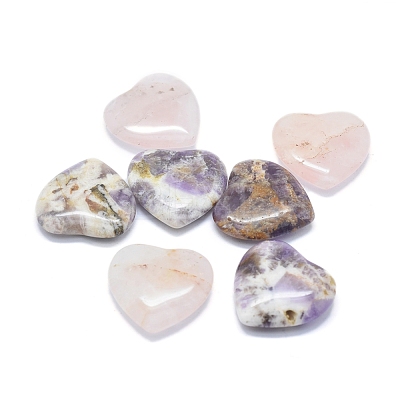 Natural Amethyst/Rose Quartz Heart Love Stone G-F678-30-1