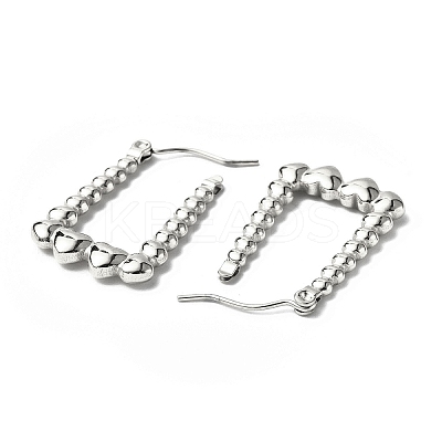 Tarnish Resistant 304 Stainless Steel Rectangle with Heart Hoop Earrings for Women STAS-B034-12P-1