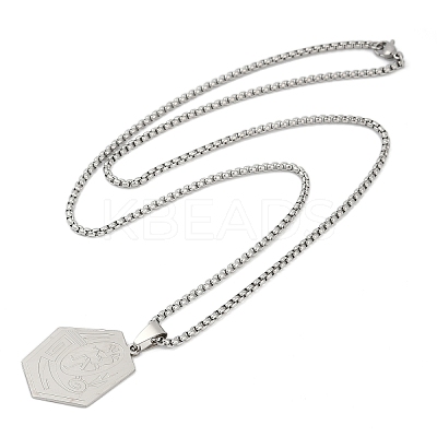 201 Stainless Steel Native American Hexagon Pendant Necklaces NJEW-K283-02P-1