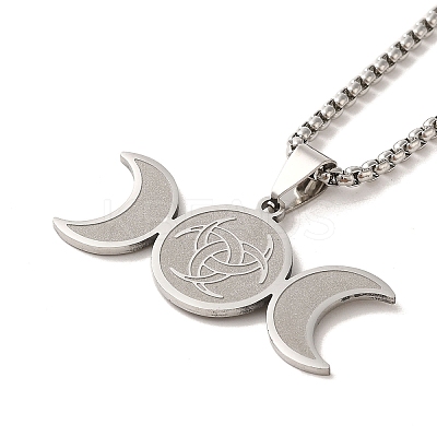 Non-Tarnish 201 Stainless Steel Triple Moon Pendant Necklaces NJEW-P293-06P-1
