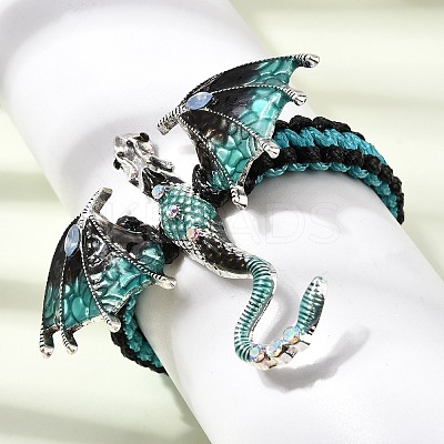 Pterosaur Alloy Enamel & Rhinestones Link Bracelets BJEW-A165-01C-1
