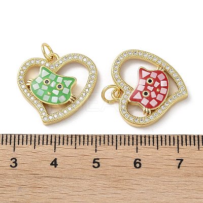 Valentine's Day Brass Micro Pave Clear Cubic Zirconia Pendants KK-C045-16G-1