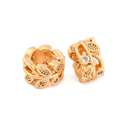 Brass Micro Pave Clear Cubic Zirconia European Beads KK-Z066-12G-1