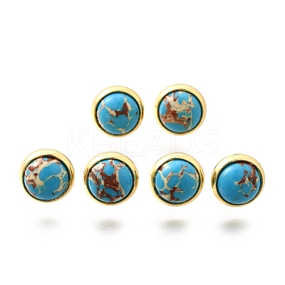 Brass Half Round Stud Earrings EJEW-Z124-01G-1