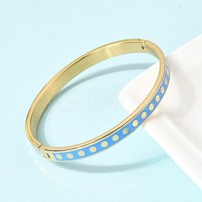304 Stainless Steel Enamel Bangles BJEW-D408-41G-1