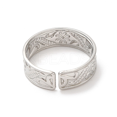 Non-Tarnish 304 Stainless Steel Cuff Wide Band Finger Rings RJEW-L107-009P-1