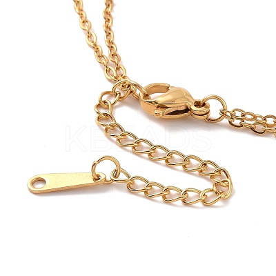 304 Stainless Steel Hollow Out Cross Pendant Double Layer Necklace with Cable Chains for Men Women LS-NJEW-E088-01G-1
