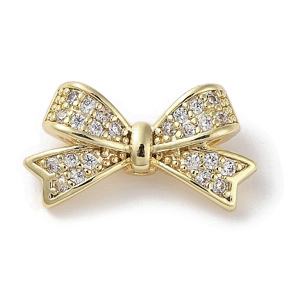 Brass Micro Pave Clear Cubic Zirconia Beads KK-G491-34G-1