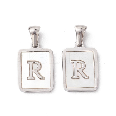 304 Stainless Steel Pave Shell Pendants STAS-G327-01P-R-1