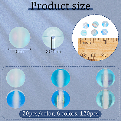 120Pcs 6 Colors Synthetic Moonstone Beads Strands G-OC00005-21-1