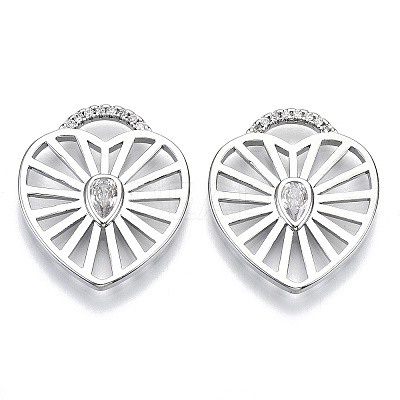 Brass Micro Pave Cubic Clear Zirconia Pendants X-KK-N232-89-NF-1