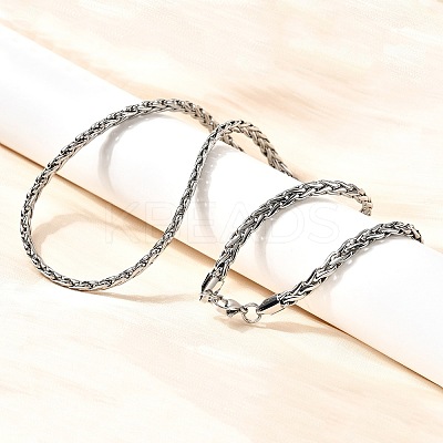 4.5MM 304 Stainless Steel Wheat Chain Necklaces for Women NJEW-B134-05A-P-1