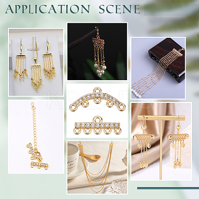 10Pcs 2 Styles Brass Micro Pave Cubic Zirconia Chandelier Component Links FIND-AR0005-59-1