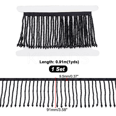 AHADEMAKER 1 Yard Glass Beaded Tassel Ribbon OCOR-GA0001-50B-1