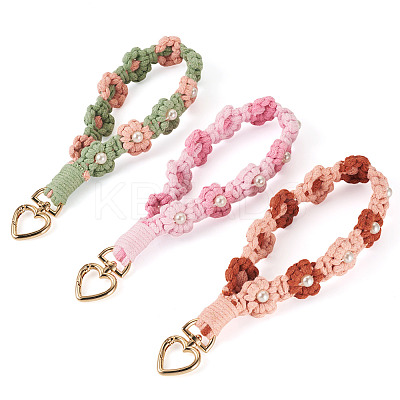 3Pcs Cotton Braided Flower Pendant Decorations AJEW-TA0002-72D-1