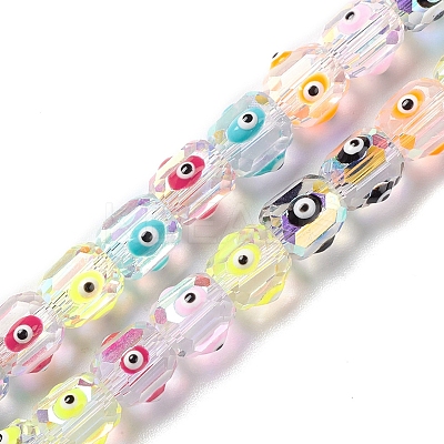 Transparent Evil Eye Glass Beads Strands LAMP-K037-02I-1