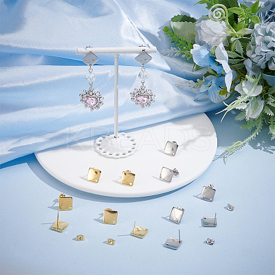 60Pcs 2 Colors 304 Stainless Steel Stud Earring Findings STAS-UN0063-50-1