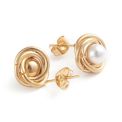 304 Stainless Steel Stud Earrings EJEW-F246-02G-1