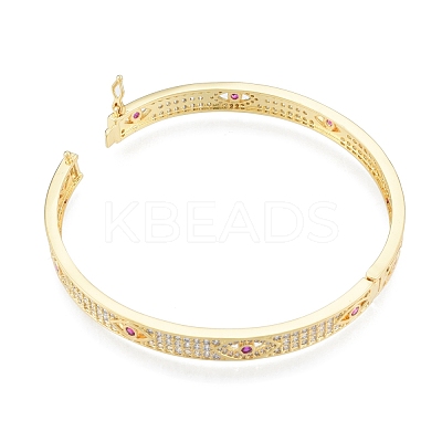 Cubic Zirconia Horse Eye Hinged Bangle BJEW-G651-07G-04-1