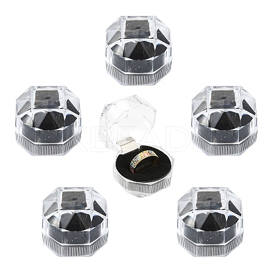 20Pcs Transparent Plastic Ring Boxes OBOX-YW0001-01-1