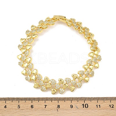 Brass Micro Pave Clear Cubic Zirconia Link Chain Bracelets for Women BJEW-P366-01B-G-1