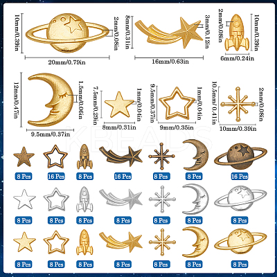 Cosmic Theme Zinc Alloy Cabochons FIND-SC0011-74D-1