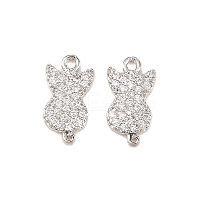 Brass Micro Pave Clear Cubic Zirconia Connector Charms KK-B167-11P-1