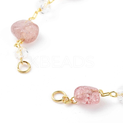Nuggets Natural Strawberry Quartz Beaded Bracelet Makings AJEW-JB00953-03-1