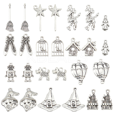 65Pcs 13 Styles Tibetan Style Alloy Pendants TIBE-SC0002-48-1