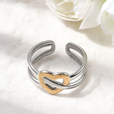 Adjustable 304 Stainless Steel Cuff Rings for Women RJEW-B150-01GP-05-1