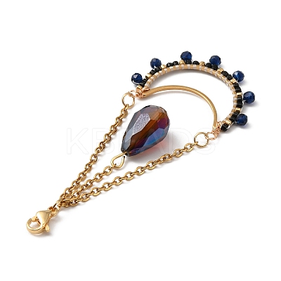 Teardrop Glass Seed & Synthetic Spinel Beads Pendant Decorations HJEW-MZ00024-03-1