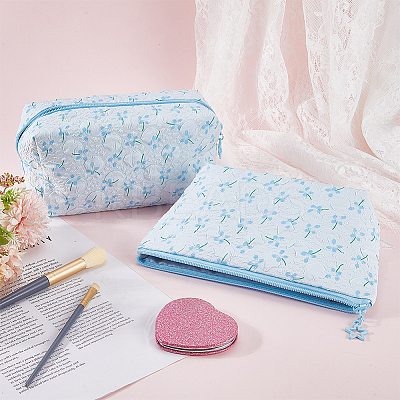 2Pcs 2 Styles Portable Travel Polyester Cosmetic Zipper Storage Clutch Bags ABAG-CY0001-01A-1