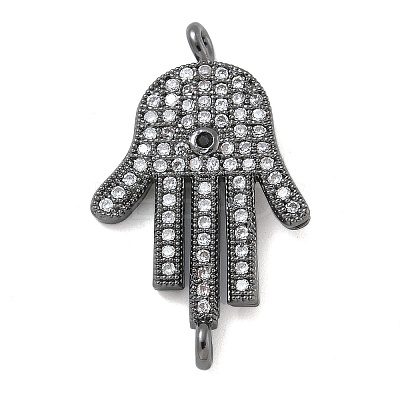 Rack Plating Brass Micro Pave Clear Cubic Zirconia Palm Connector Charms KK-A234-049B-1
