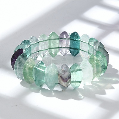 Bicone Natural Fluorite Beads Stretch Bracelets for Women Men BJEW-C097-05H-1