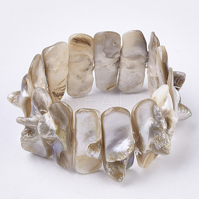 Freshwater Shell Beaded Stretch Bracelets BJEW-S278-009-1