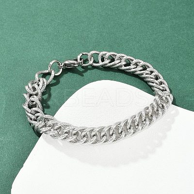304 Stainless Steel Curb Chain Bracelets for Women Men BJEW-Z143-03P-1