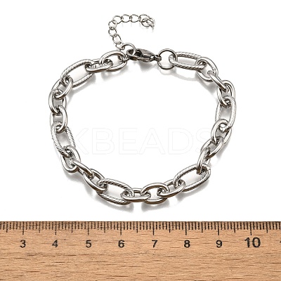 304 Stainless Steel Figaro Chains Bracelets for Men Women BJEW-R021-07P-1