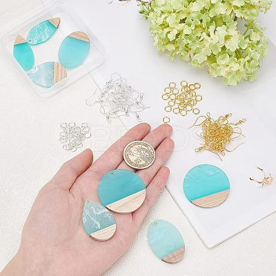 Teardrop Oval Flat Round Dangle Earring DIY Making Kit DIY-OC0007-92-1