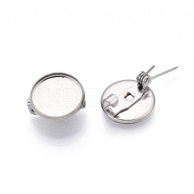304 Stainless Steel Brooch Cabochon Settings STAS-E547-08A-P-1