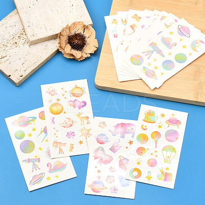 36Pcs 2 Style PVC Waterproof Self-Adhesive Picture Stickers STIC-SP0001-09C-1