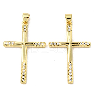 Rack Plating Brass Micro Pave Cubic Zirconia Pendants KK-F869-07G-1