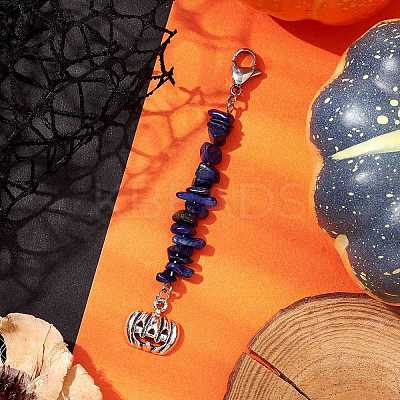 Halloween Pumpkin Alloy Pendant Decorations HJEW-JM02073-03-1