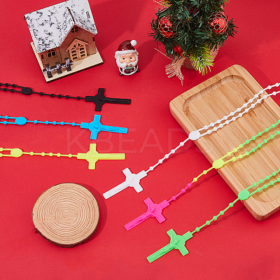 Luminous Plastic Pendant Necklaces NJEW-DC0001-06C-1