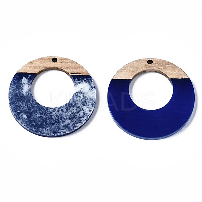 Opaque Resin & Walnut Wood Pendants RESI-T035-22-1