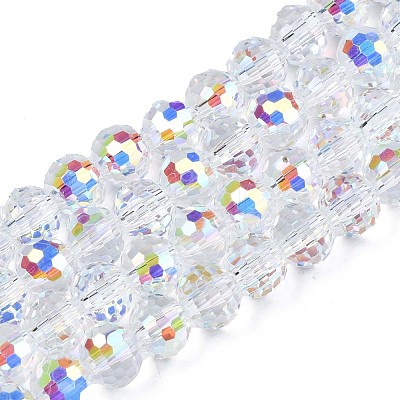 Electroplate Transparent Glass Beads Strands EGLA-N002-15-B03-1