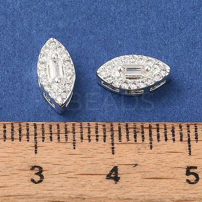 Brass Micro Pave Clear Cubic Zirconia Beads KK-G503-23S-1